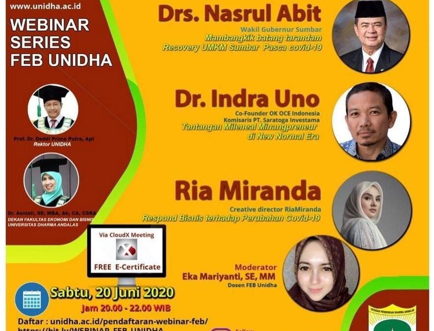 Seminar Nasional Online dengan tema “Era Kebangkitan Minangpreneur Pasca Covid-19”